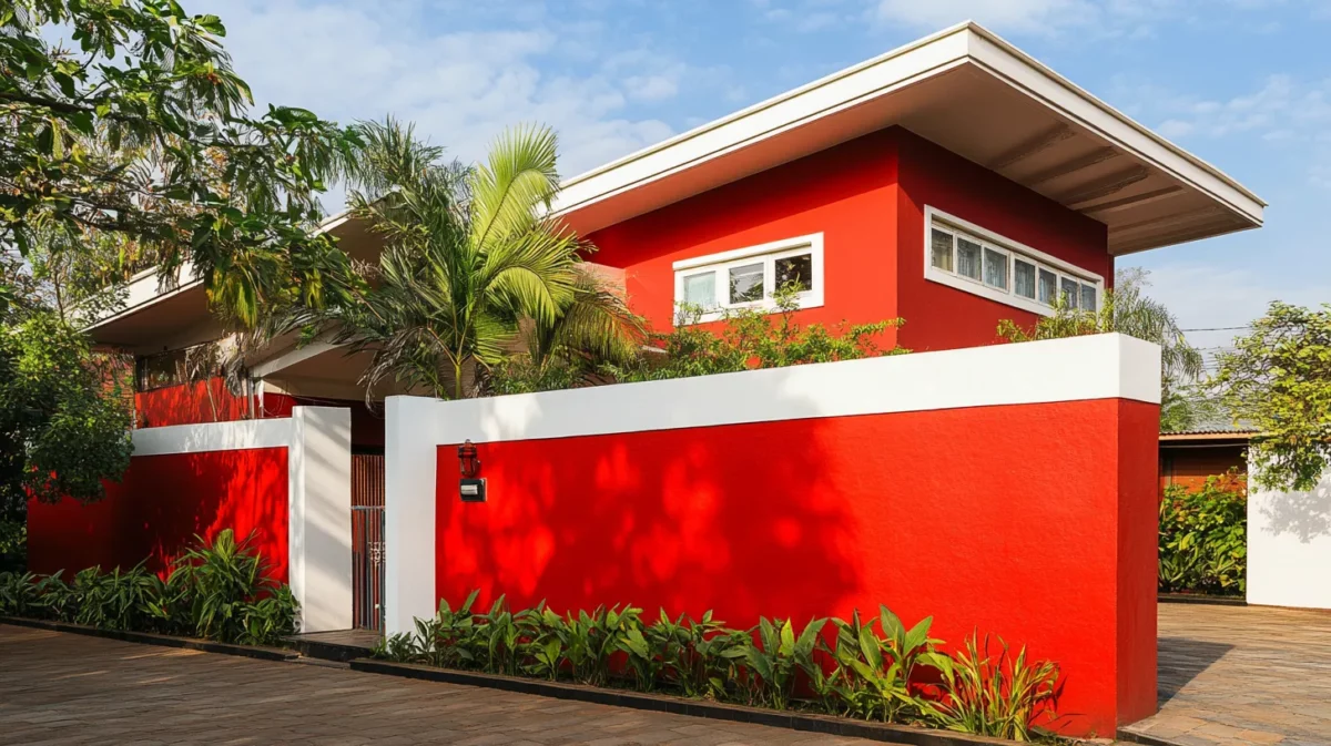 red and white compound wall colour combination