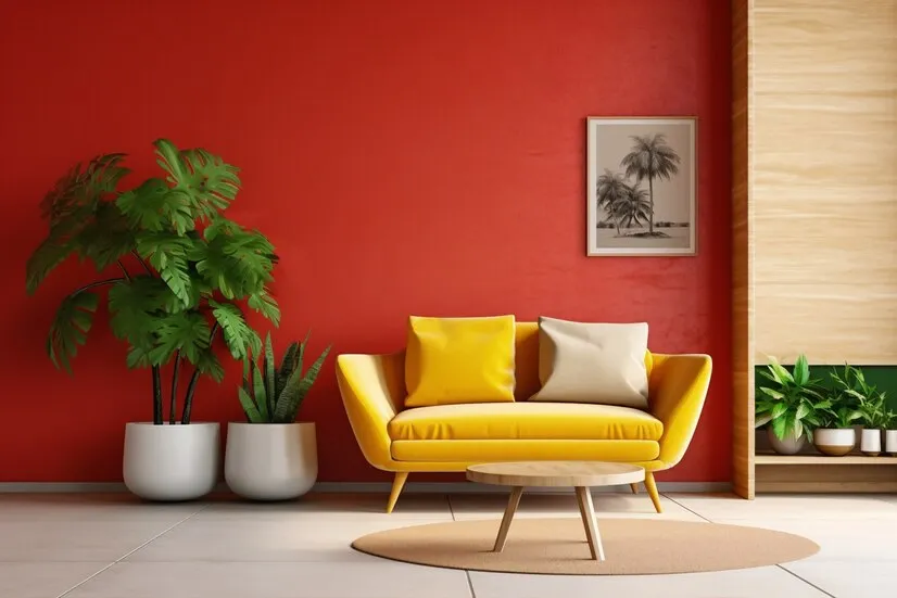 red and yellow asian paints colour combination for living room