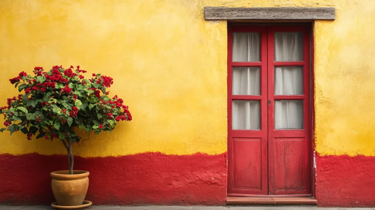 red and yellow colour combination for exterior walls