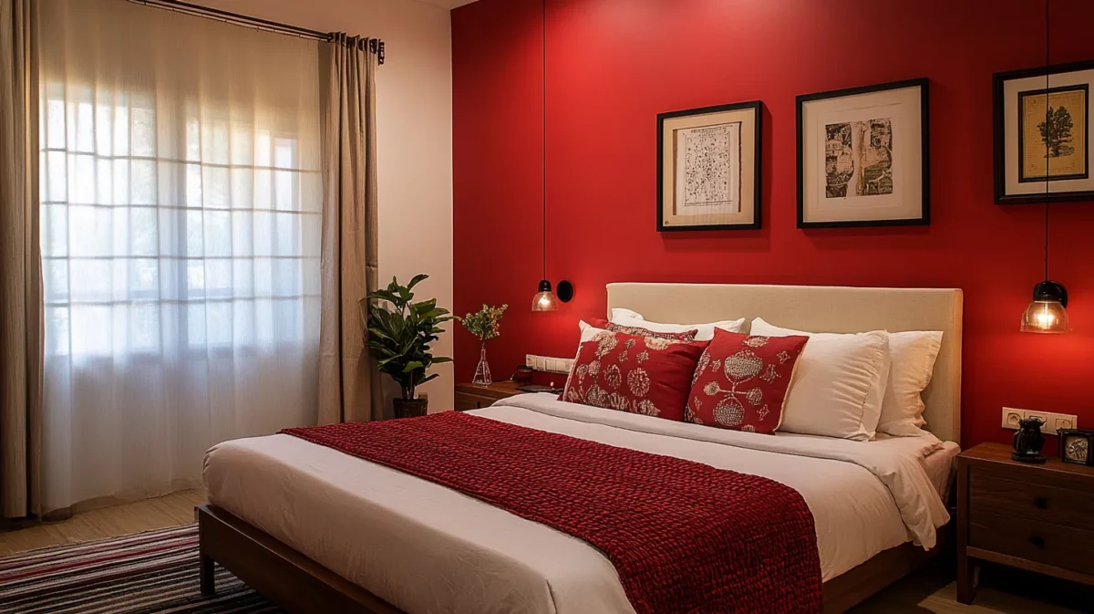 red with white south bedroom colour as per vastu