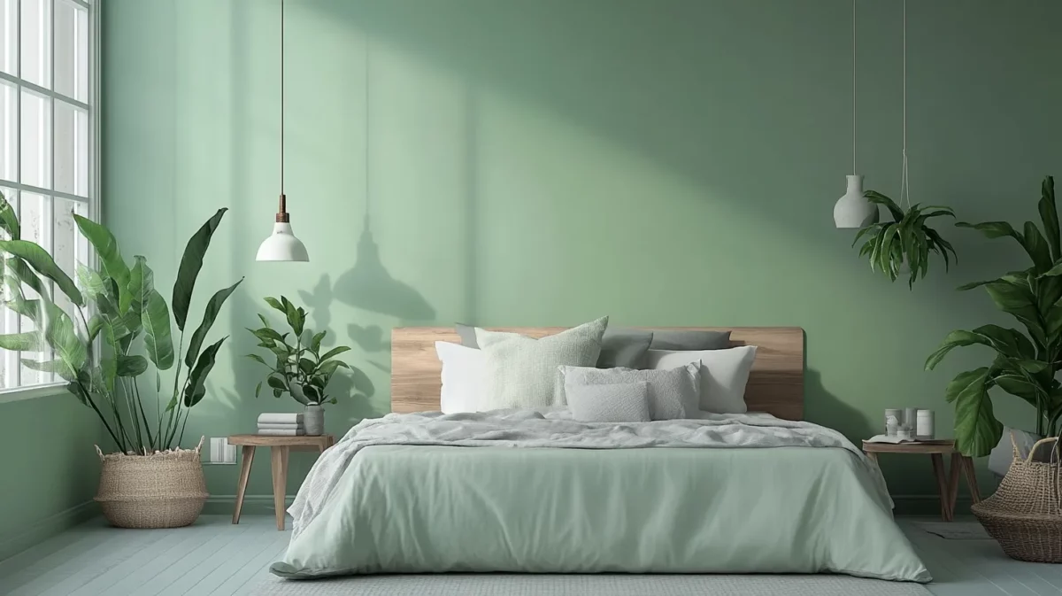 room colour combination with light green and subtle grey