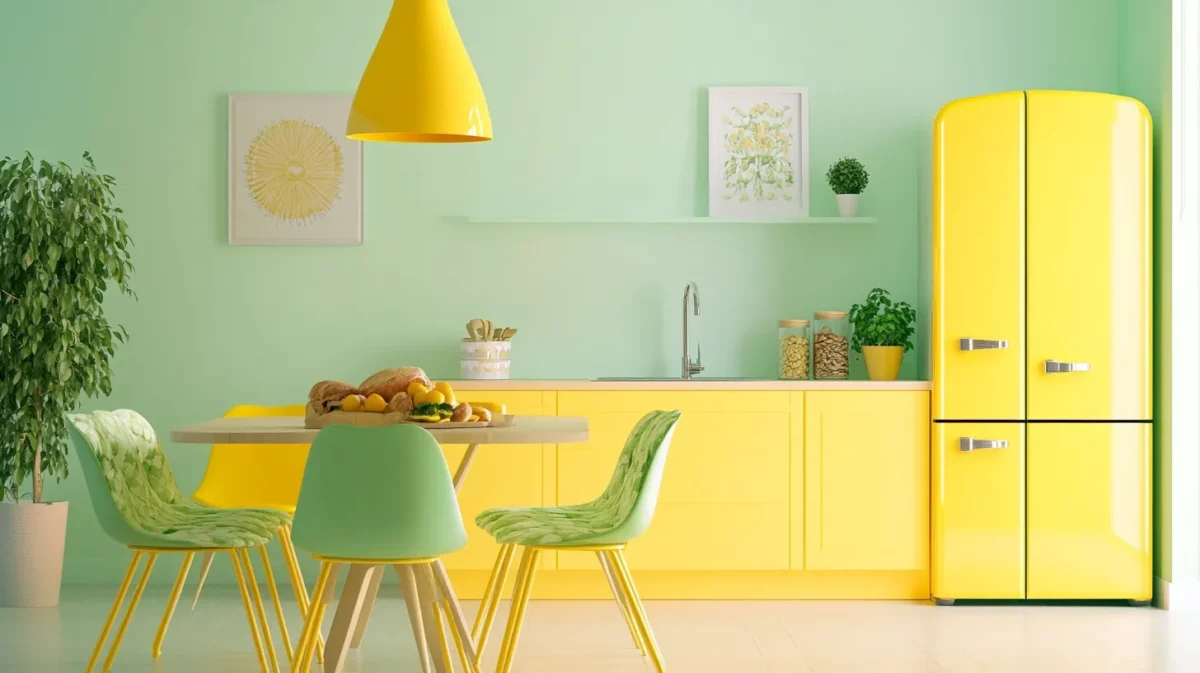 room colour combination with light green and yellow