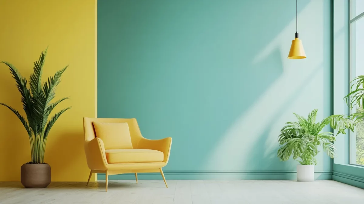 room colour combination with light green with mustard yellow