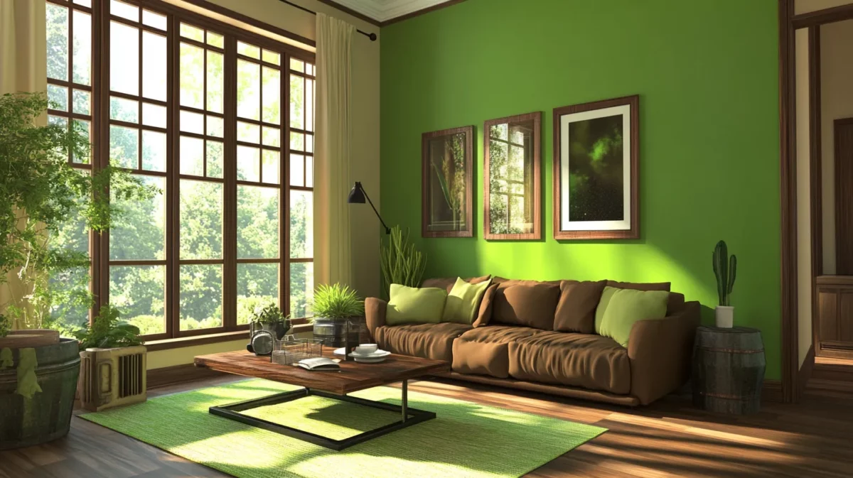 room colour combination with light green with tan brown