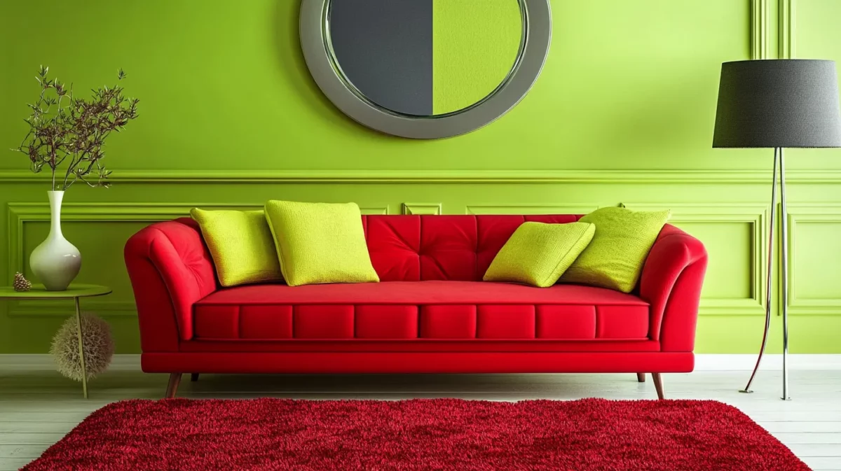 room colour combination with lime green with scarlet