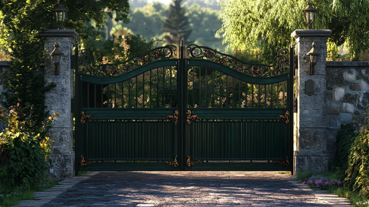 rustic dark green and bronze iron main gate colour combination