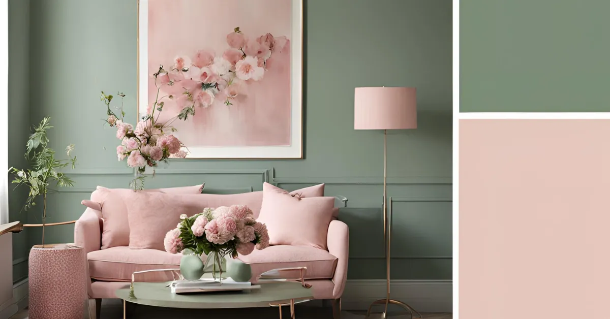 sage green and blush pink two colour combinations for drawing room walls