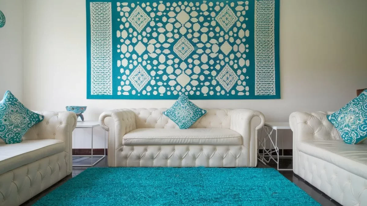 simple color combination for hall with turquoise and white