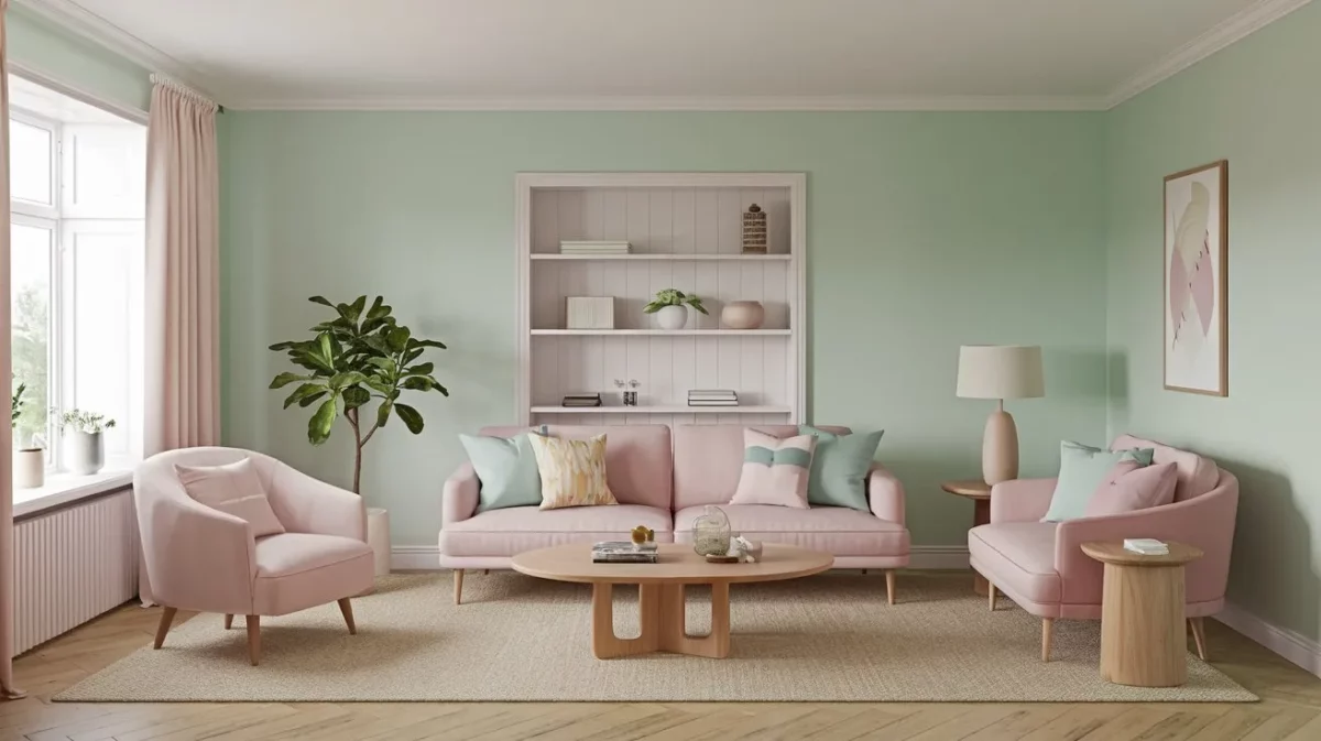 soft pastel living room paint color idea