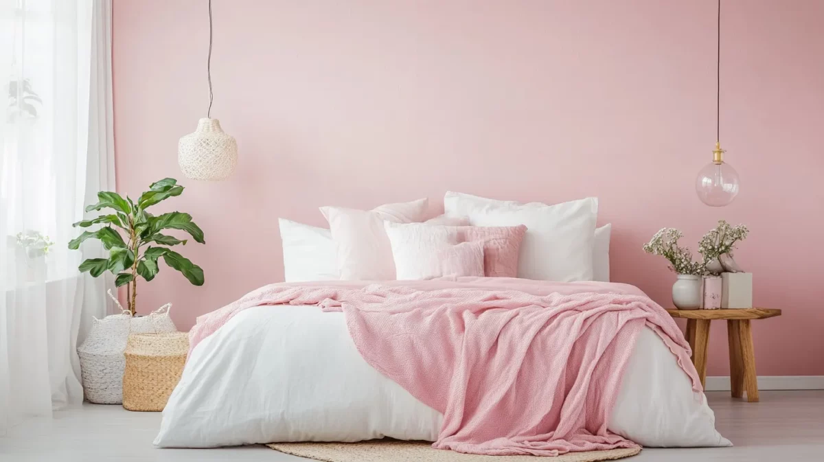 soft pink with white couple bedroom colour as per vastu