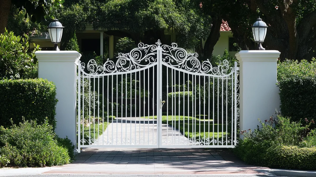 sophisticated white iron main gate colour combination