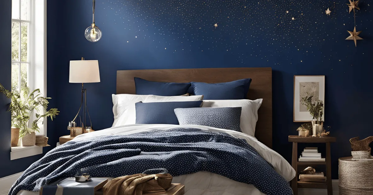 starry night modern texture paint design for bedroom