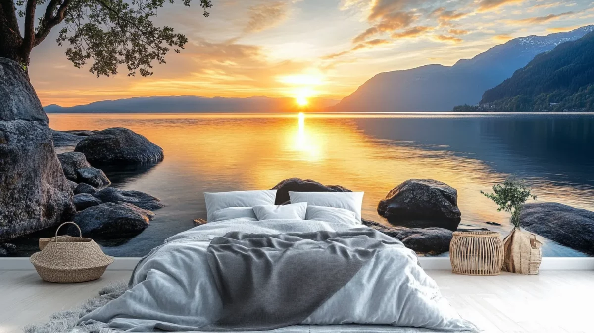 sunrise serenity wallpaper design for bedroom in 3d