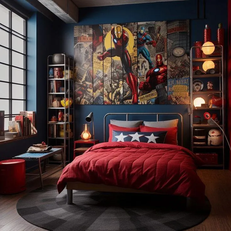 superhero themed colour schemes for childrens bedrooms