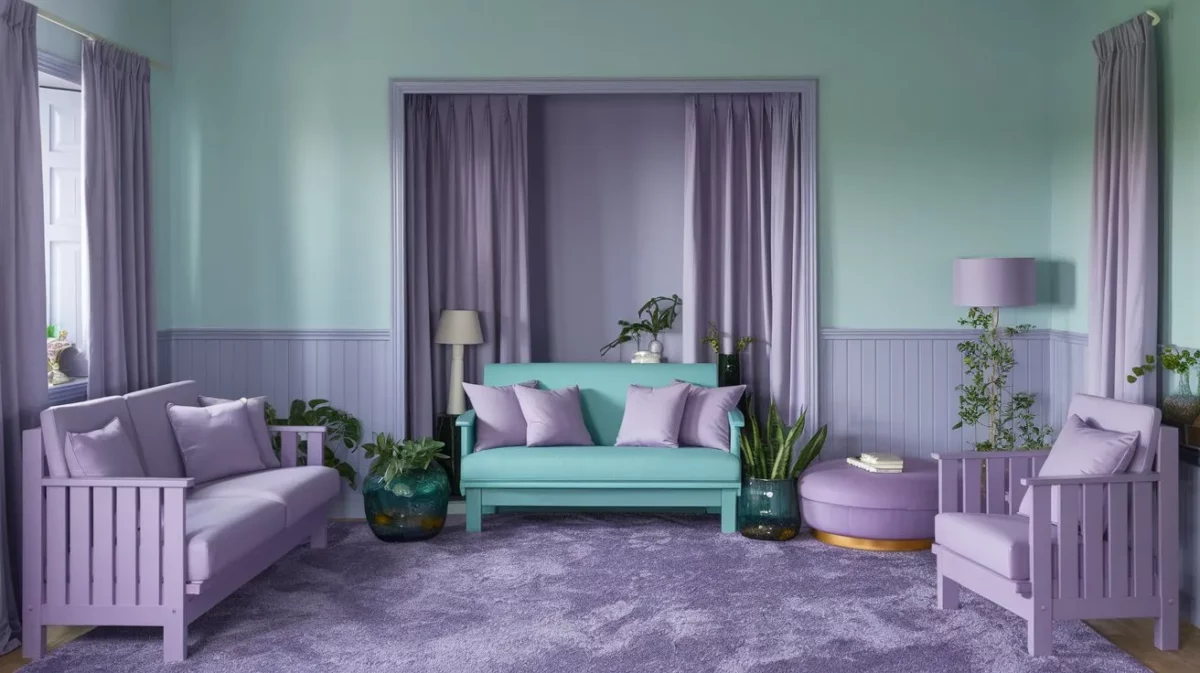 teal blue and lavender colour combination