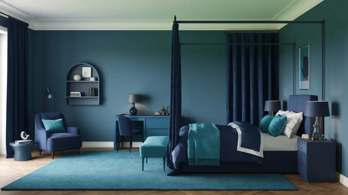 teal blue and navy blue colour combination