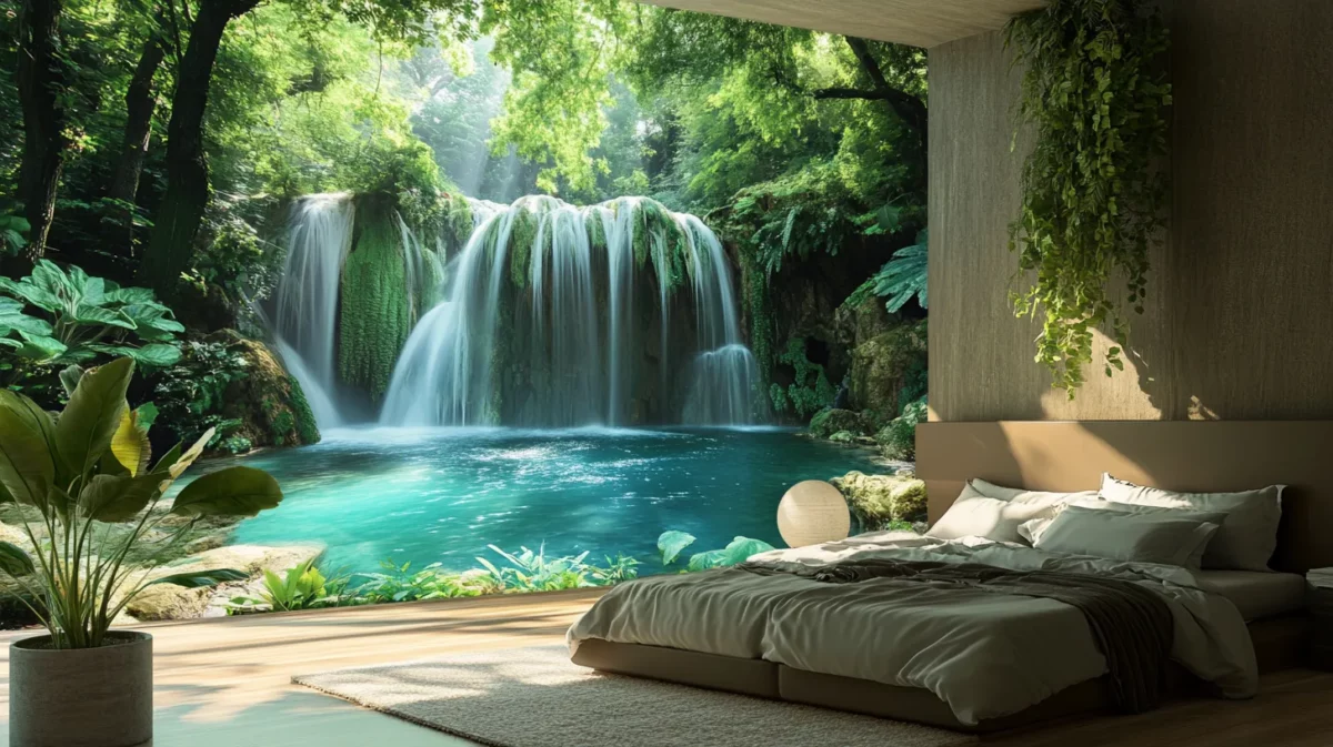 tropical waterfall 3d bedroom wall painting