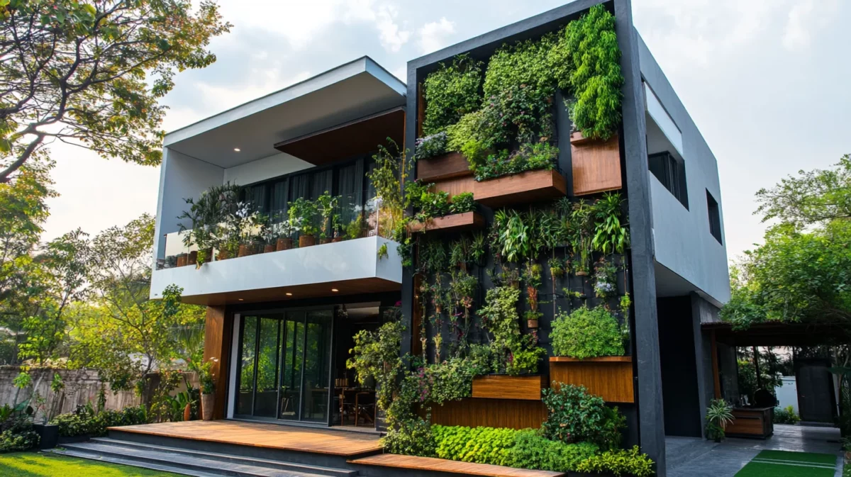 vertical garden double floor low budget front elevation design