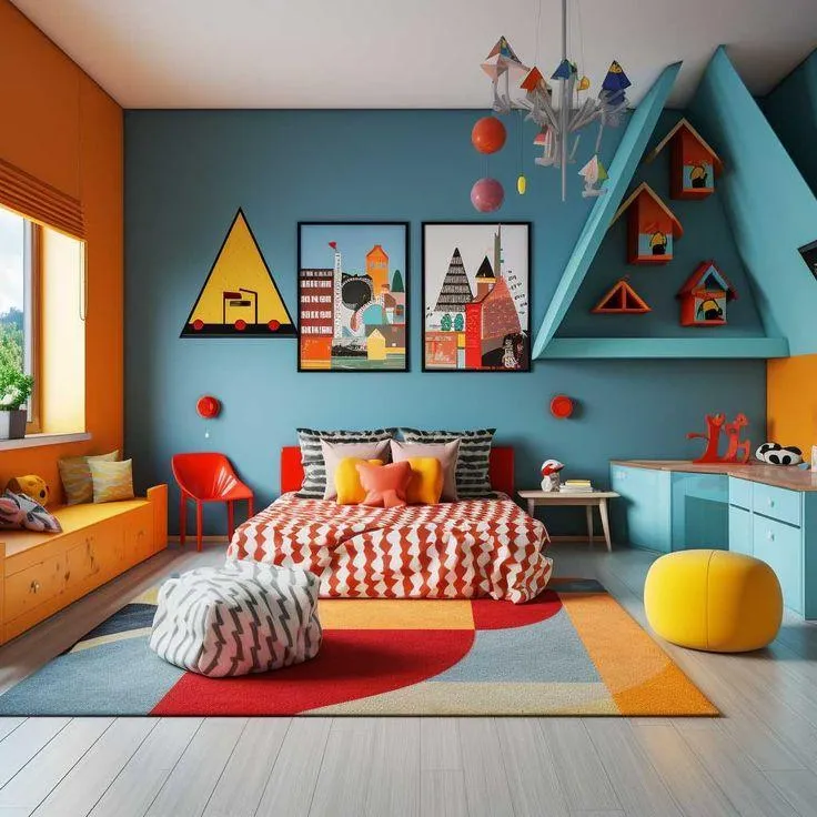 vibrant primary colours childrens bedroom colour idea