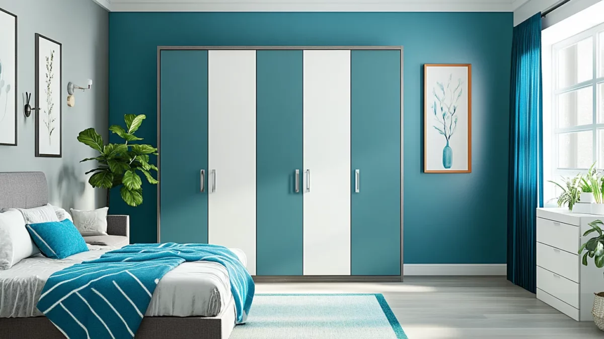 teal and grey classy wardrobe laminate colour combinations