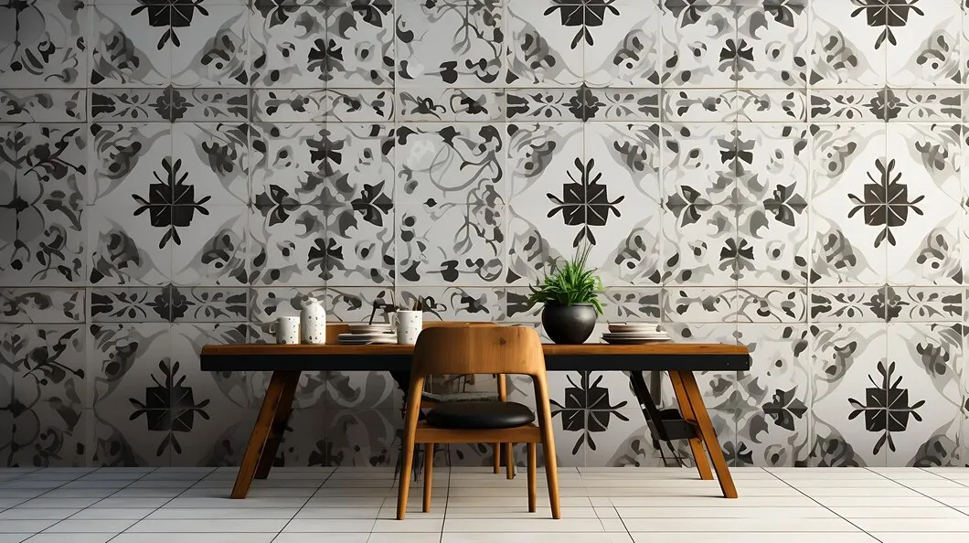 vintage white traditional patterned wallpapers for dining room