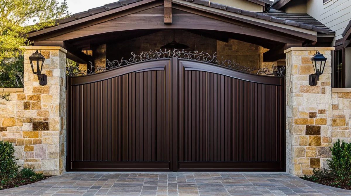 warm brown and cream front iron gate colour combination