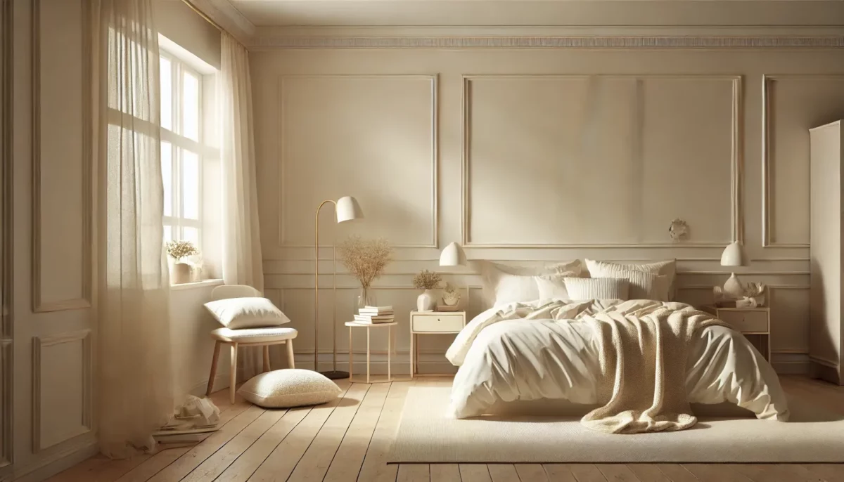 warm ivory calm bedroom paint colour