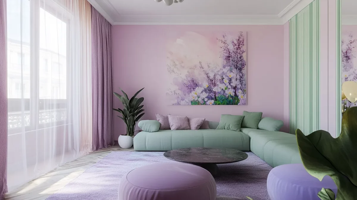 whimsical blooms wall colour combination with light pink