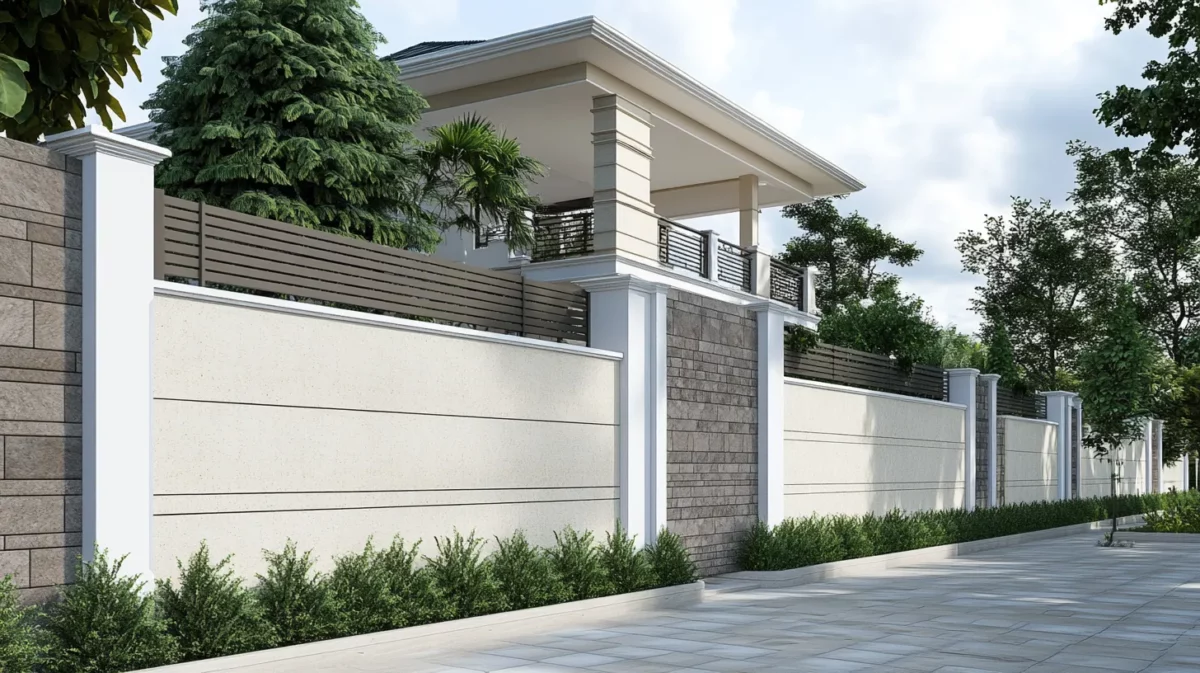 white and beige boundary wall colour combination