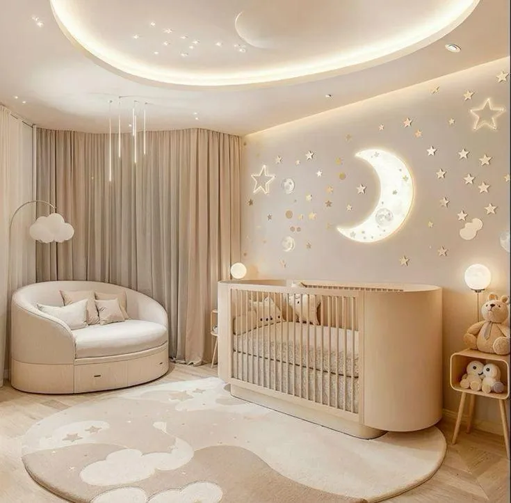 white and beige childrens bedroom colour