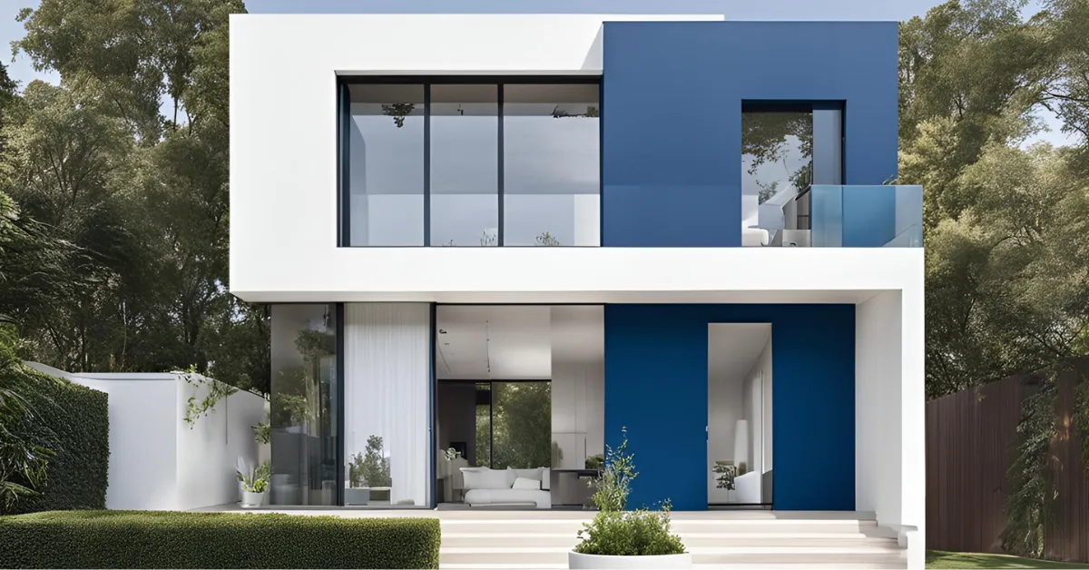 white and blue simple and modern house colour combination