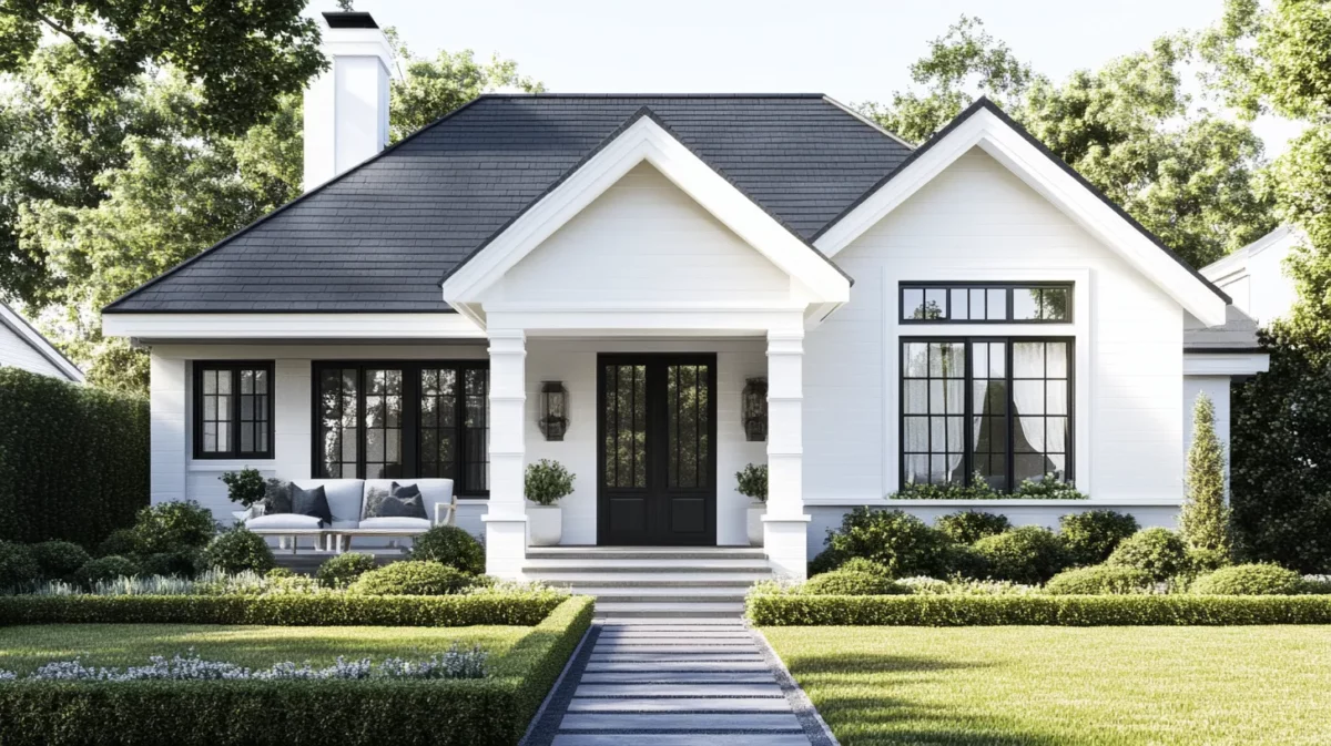 white and charcoal small house exterior colour combination