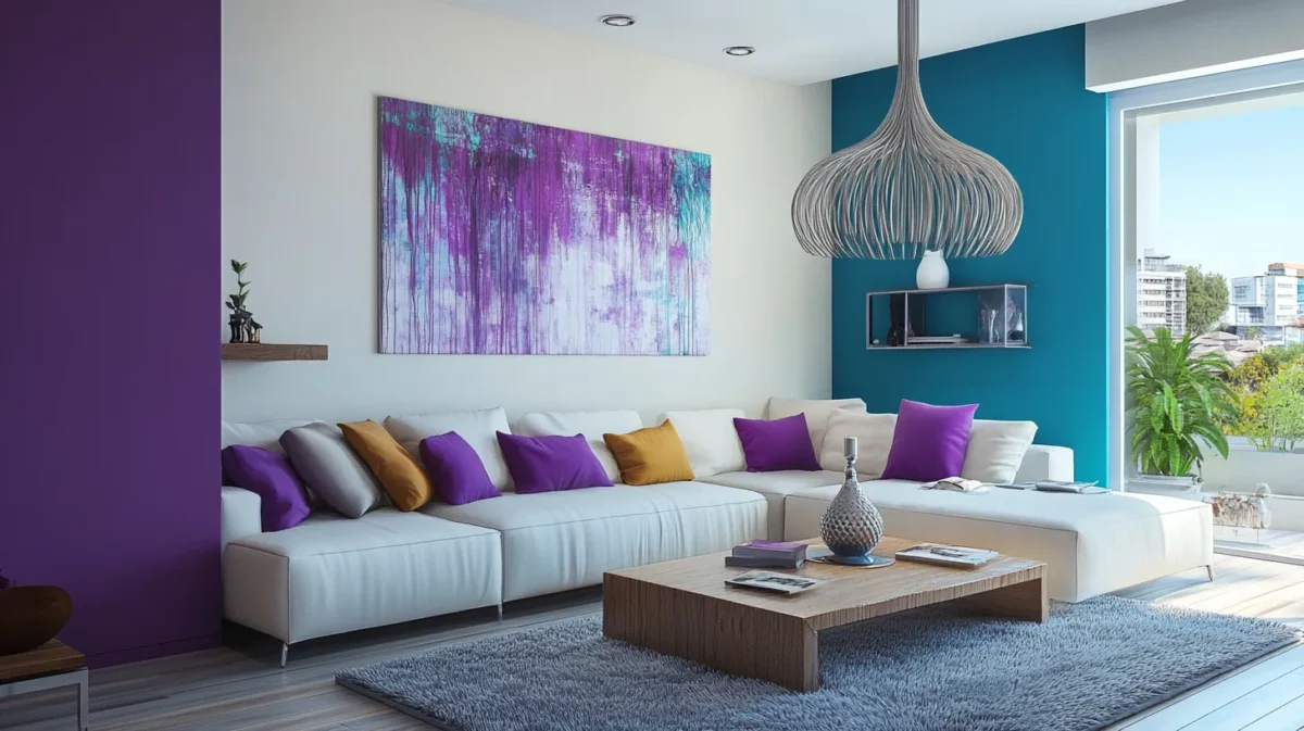 white and purple colour combination for hall asian paints