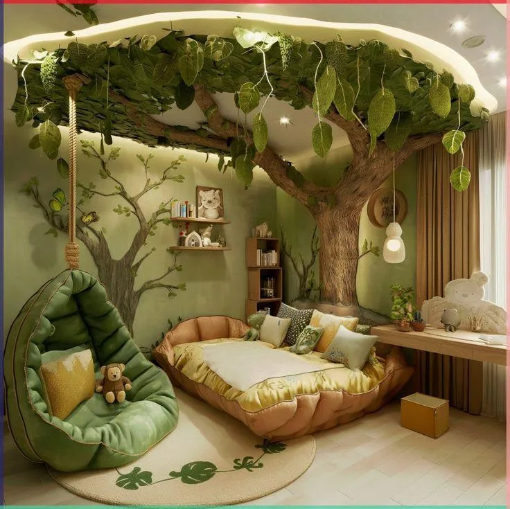 wooden themed brown colour schemes for childrens bedrooms