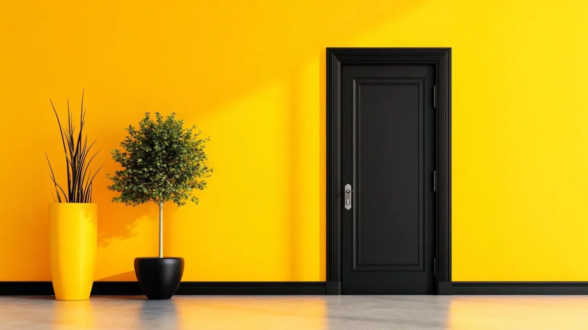 yellow and black and yellow wall colour schemes for entryway