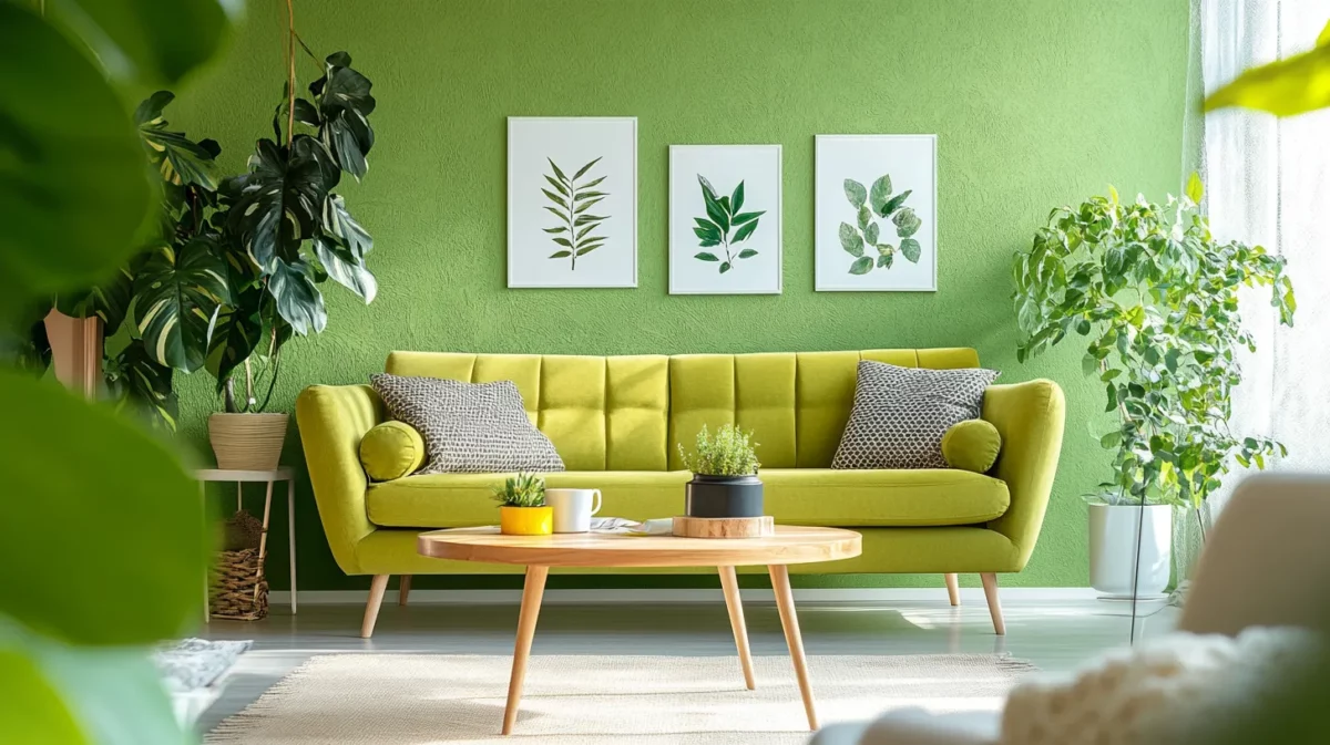 yellow and green color combination for living room