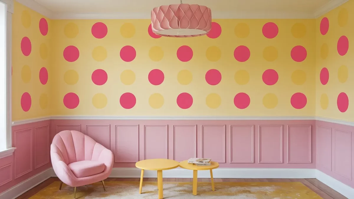 yellow and pink combination wall