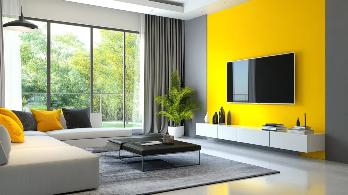 yellow and teal harmony colour combination for walls