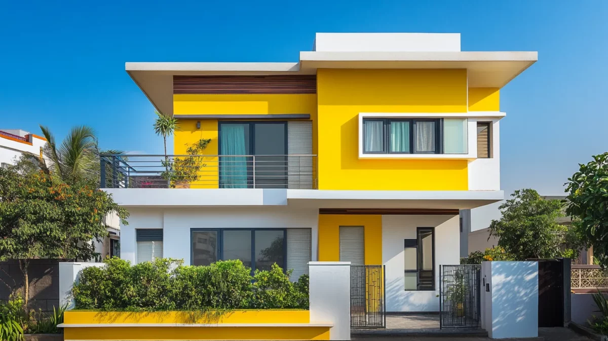 yellow and white compound wall colour combination