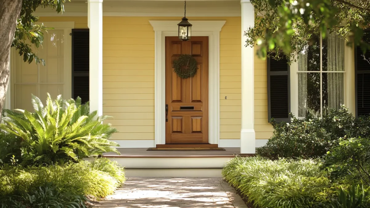 yellow and white simple house colour design outside