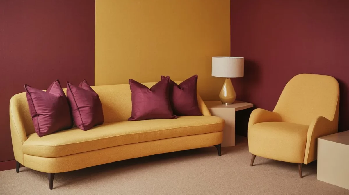 yellow with burgundy color combinations for walls