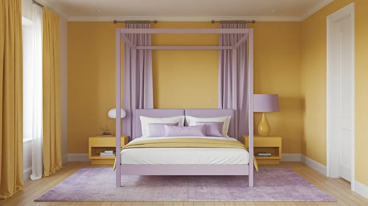 yellow with lavender bedroom color combination