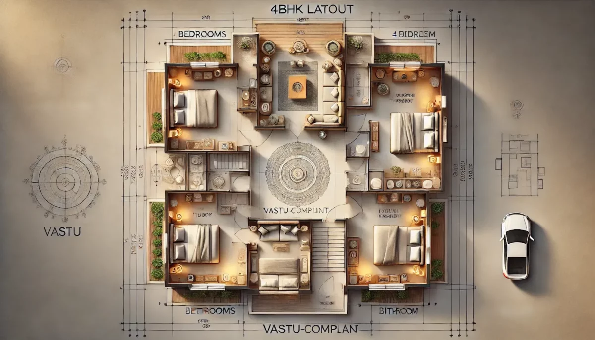 4bhk luxury layout vastu plan with puja room