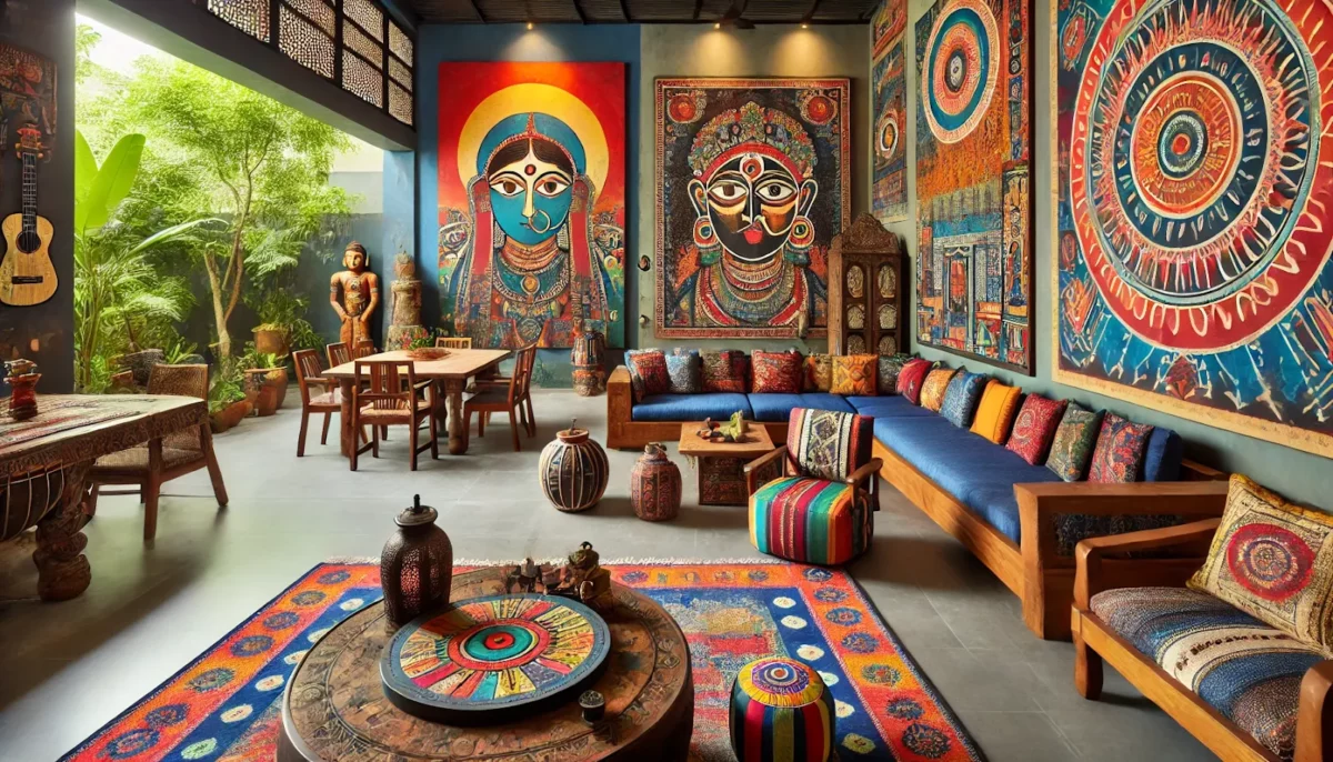 artistic indian expression with modern indian living room