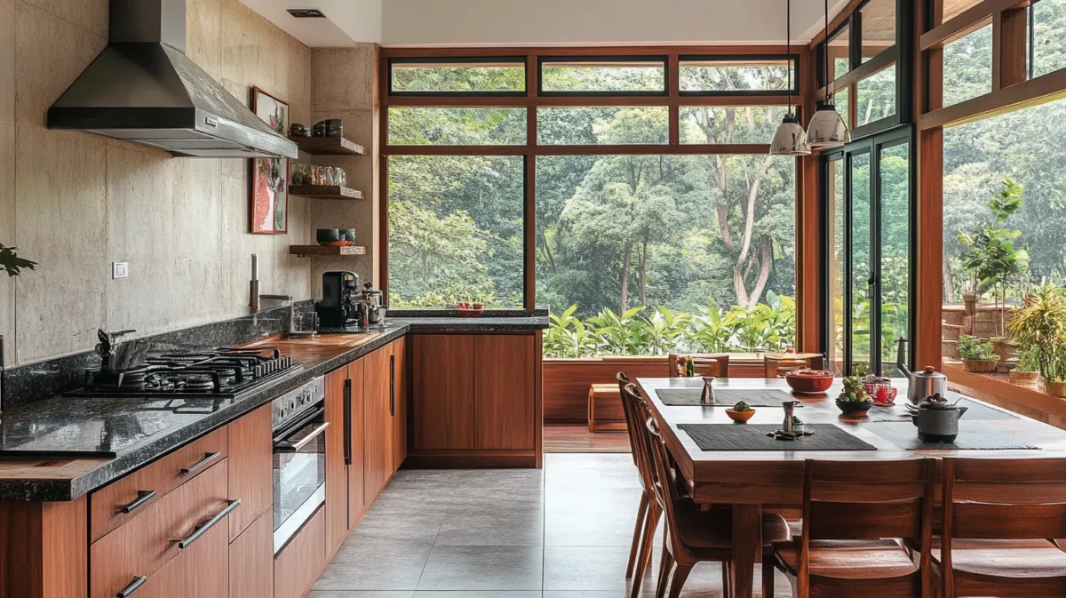 classic indian kitchen with windows