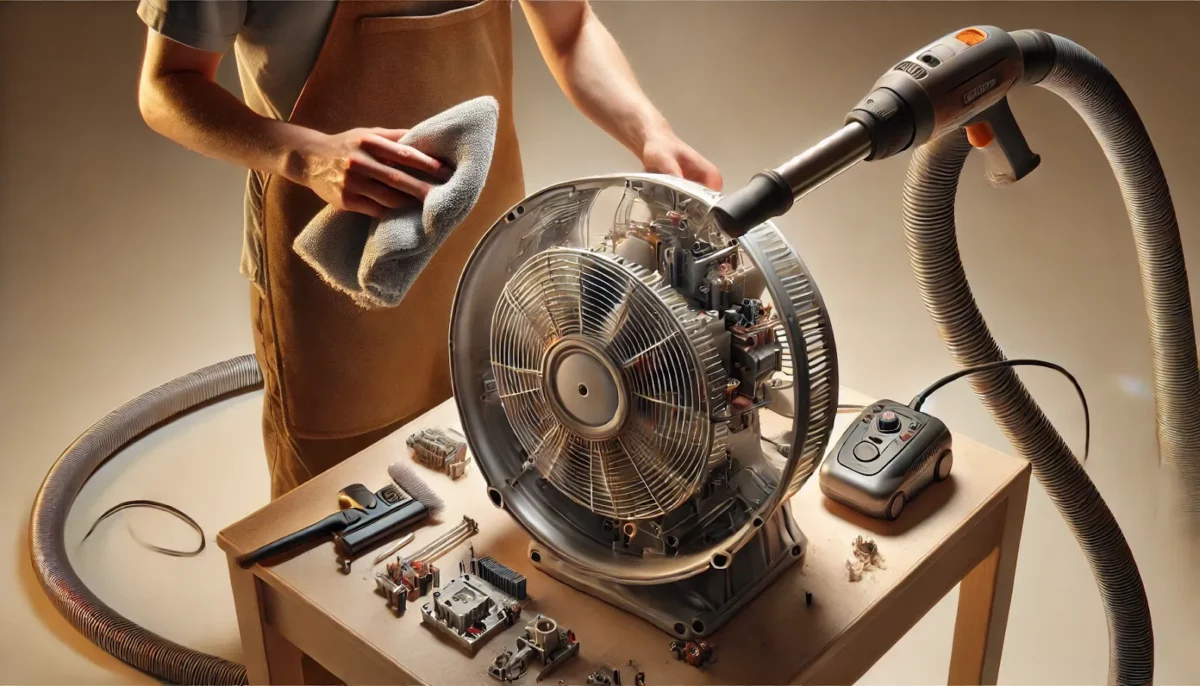 dust the motor for cleaning the fan blades