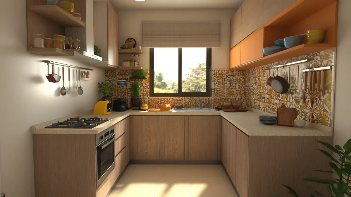 earthy indian modular kitchen design