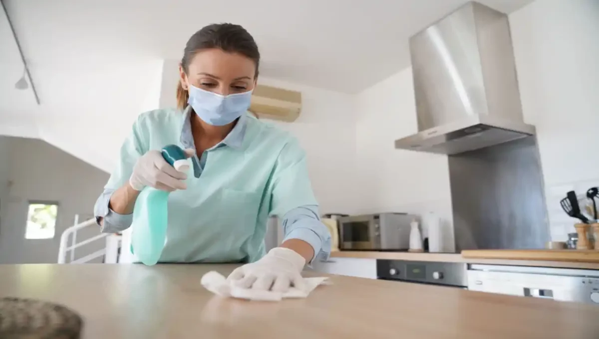 face mask used for bathroom cleaning