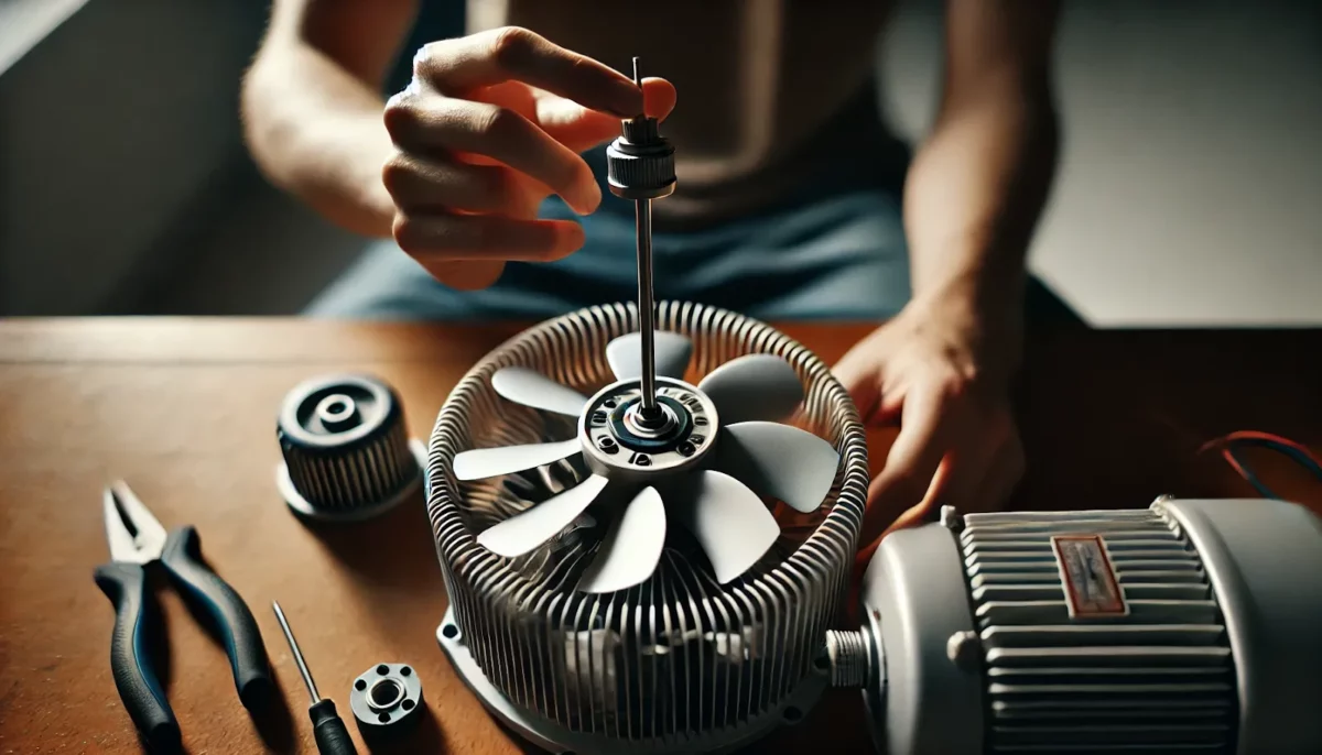 fan blades off the motor shaft for cleaning the fan blades