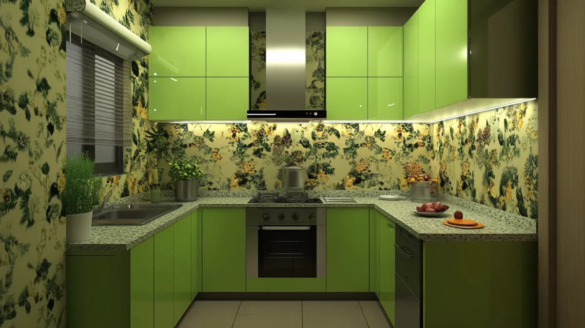 floral themed indian modular kitchen